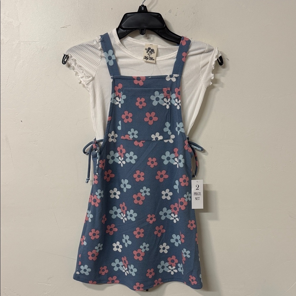 Lily Bleu Blue Floral Pinafore with White Top
